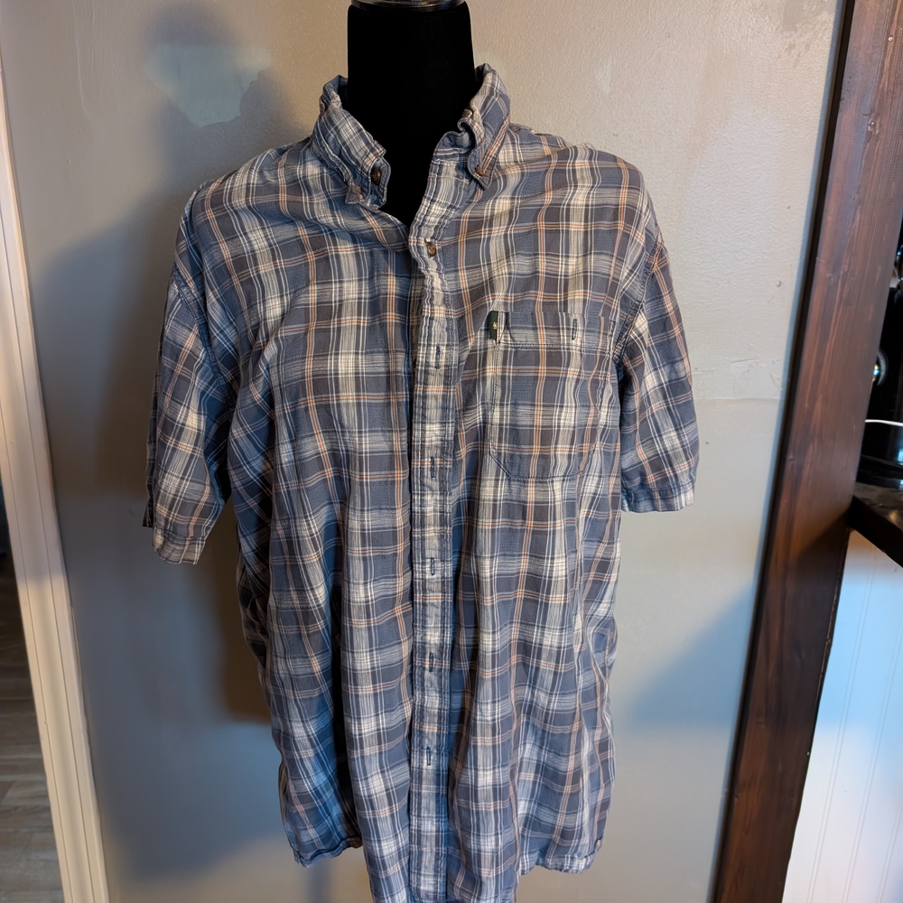 Casual Gray Plaid Button-Down Shirt for Men